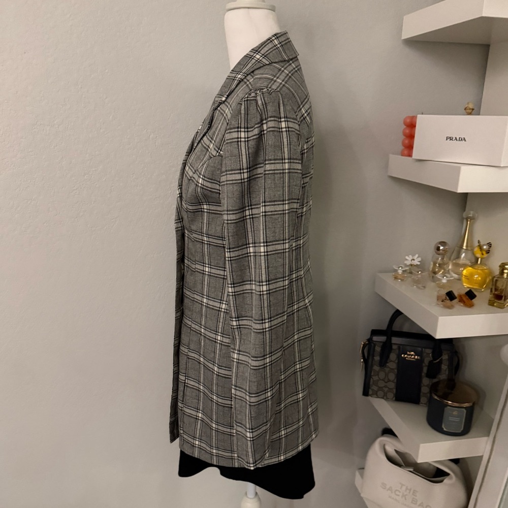 SHEIN Gray Plaid Double-Breasted Blazer - Picture 5 of 8